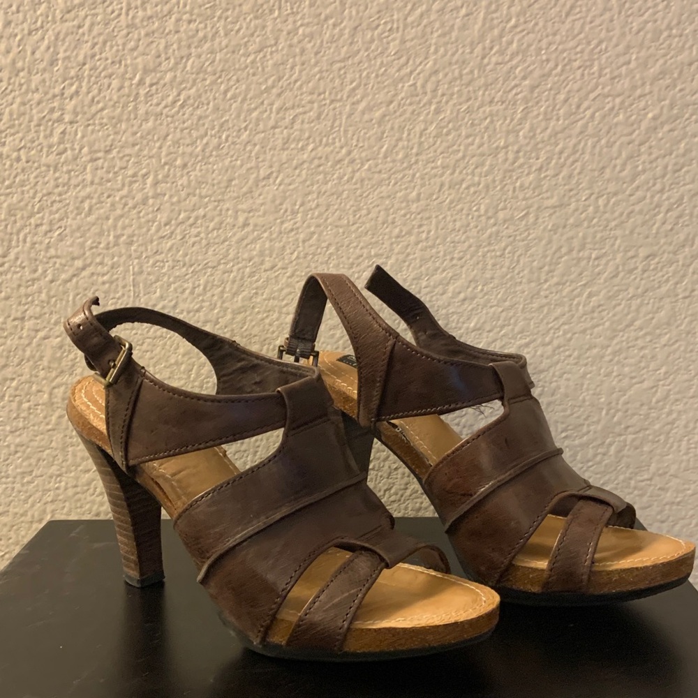 Brown Leather Strappy Heels